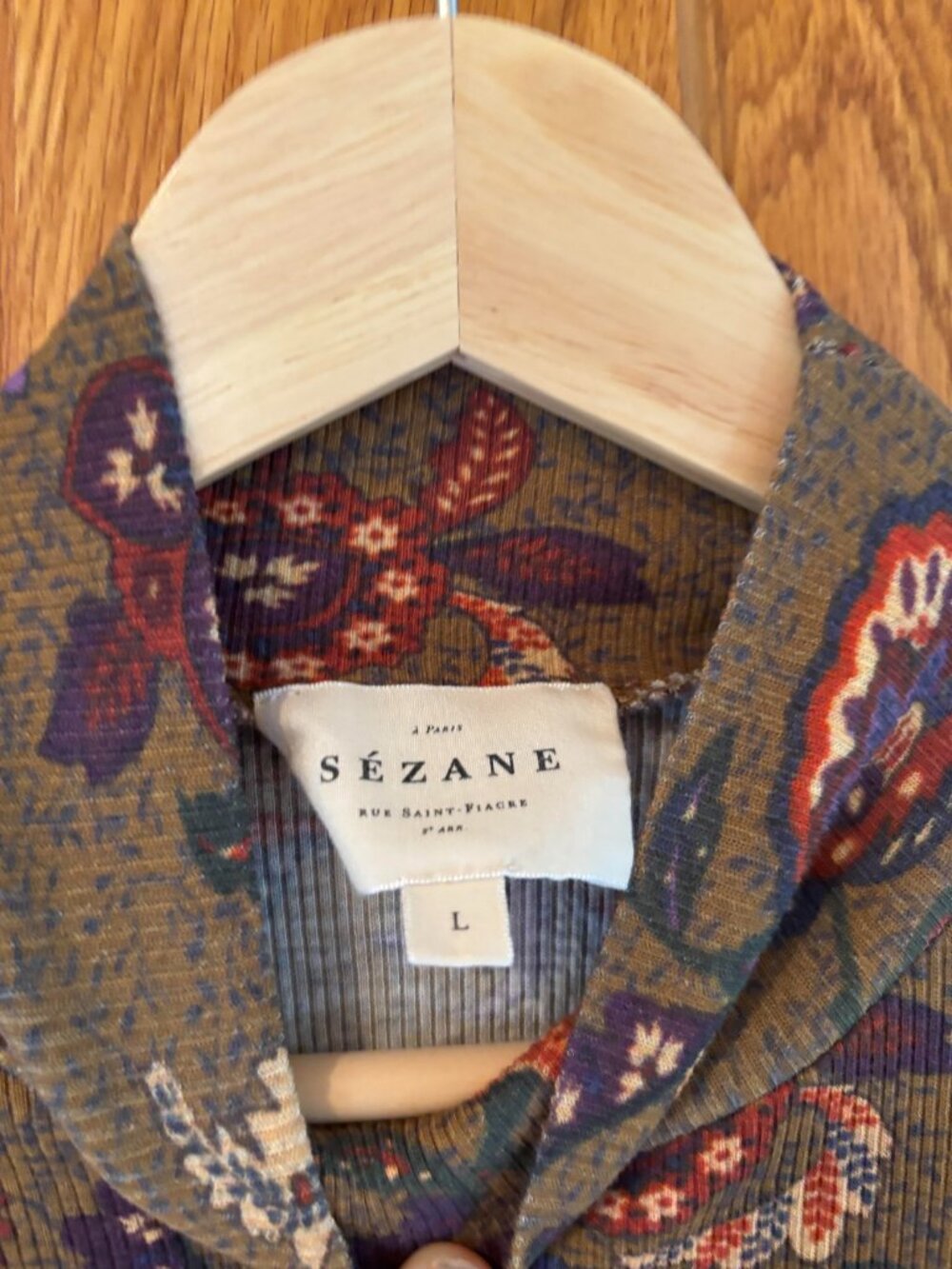 SEZANE PRINT LONG SLEEVE TOP IN 100% COTTON SIZE L - Picture 2 of 3